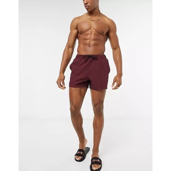 ASOS Swim Shorts In Burgundy Short Length Size 4XL NWT - Picture 1 of 9